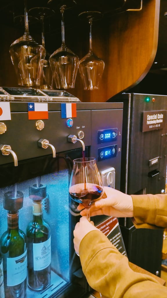 Self-service wine station at Park Hotel Tokyo, ideal for corporate receptions and event catering.