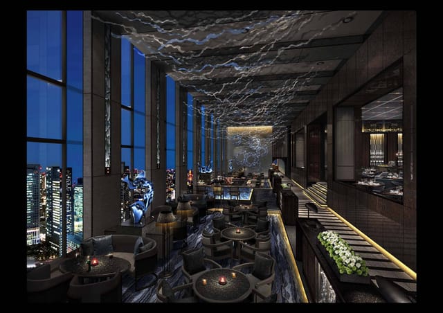 Private dining room at Table 9 Tokyo with skyline views for VIP receptions and corporate events.