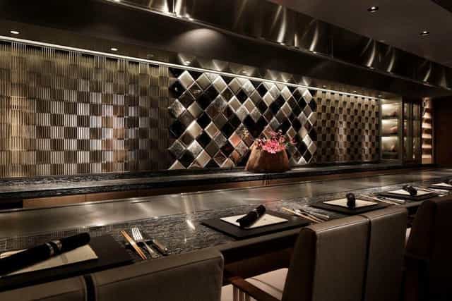 High-end teppanyaki dining space for executive dinners and corporate networking events.