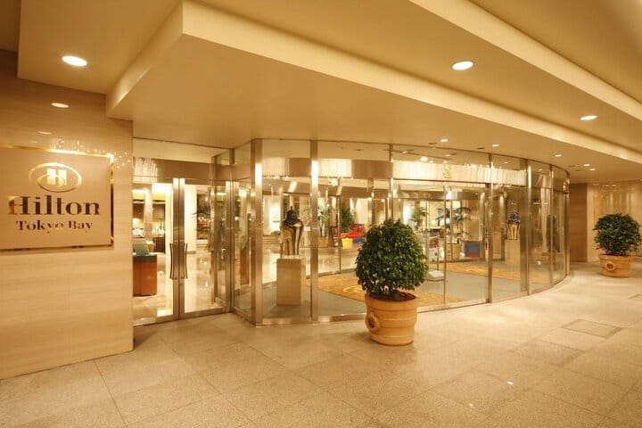 Hilton Tokyo Bay conference center entrance, high-visibility corporate event venue.