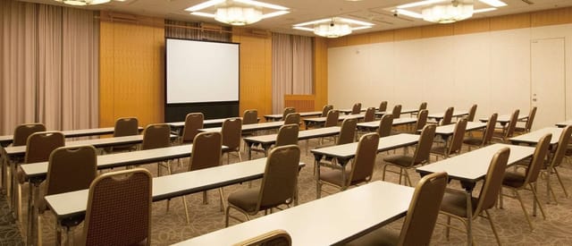 Toshi Center Hotel classroom setup for corporate training and professional workshops.