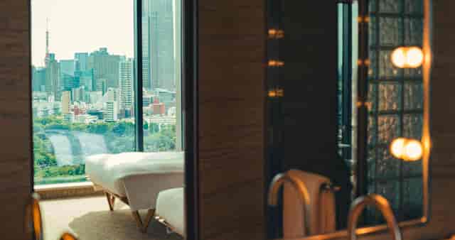 Luxury board retreat suite at The Aoyama Grand Hotel with premium city views.