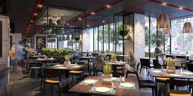Modern breakout area at Tide Table Shiomi Tokyo Bay for networking and corporate events.