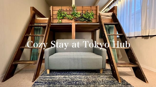 Tokyo Hub Room Amethyst: Space-efficient bunk beds for group travel and budget lodging.