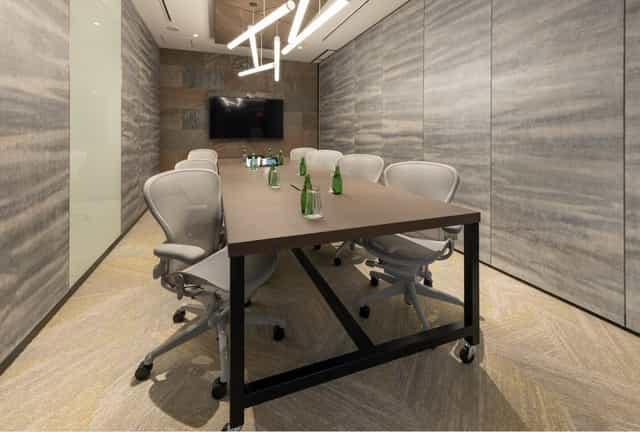 Modern boardroom in World Trade Center South Tower for executive strategy meetings.