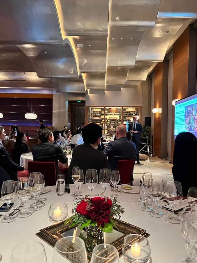 Boardroom dinner at 51 East Tokyo American Club for corporate events and private business meetings.