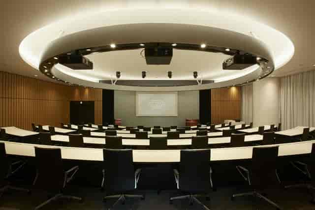 Tiered auditorium at Akasaka Intercity Conference Center for corporate training and presentations.