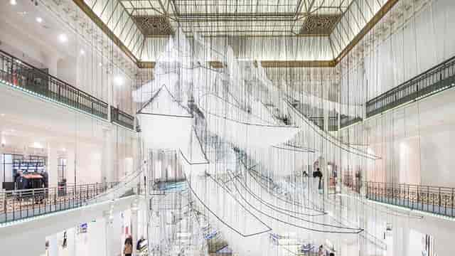 Mori Arts Center Gallery suspended art installation for luxury brand activation and gala event.
