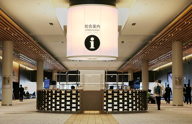 Illuminated registration signage at International Conference Hall for Tourism EXPO Japan event.