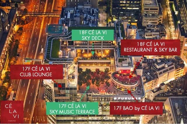 BAO by CÉ LA VI Tokyo rooftop venue for evening events and corporate receptions.