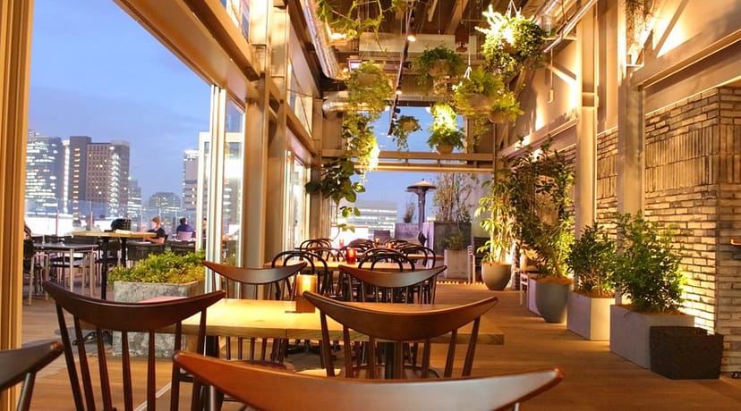 Shinjuku Granbell Hotel rooftop bar with skyline views for evening networking and receptions.