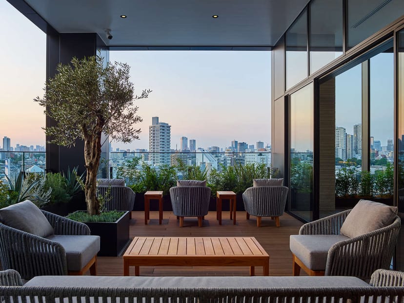 Rooftop terrace meeting space with city views for executive receptions and premium VIP events.
