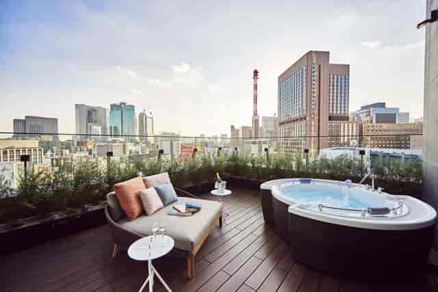 Luxury rooftop terrace suite at THE GATE HOTEL for VIP receptions and executive events.