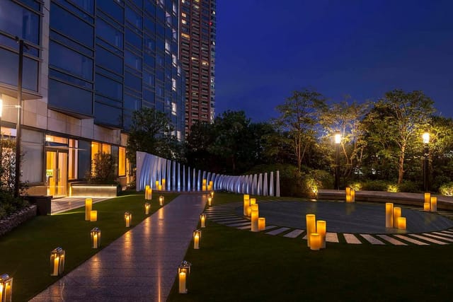 ACT Hotel Roppongi rooftop garden with ambient lighting for intimate evening event receptions.