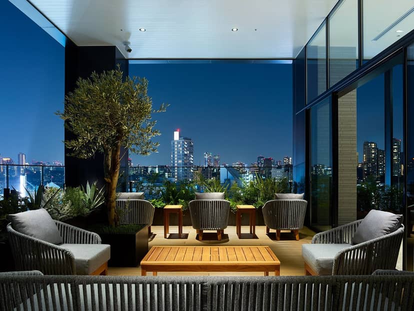 Luxury Tokyo Marriott hotel terrace for VIP breakout sessions and corporate networking events.