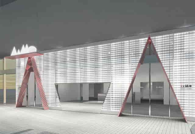 Gallery AaMo modern geometric foyer for brand activation and pop-up events.