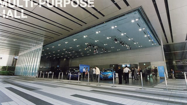Bellesalle Akihabara automotive showroom, modern foyer for brand activation and corporate events.