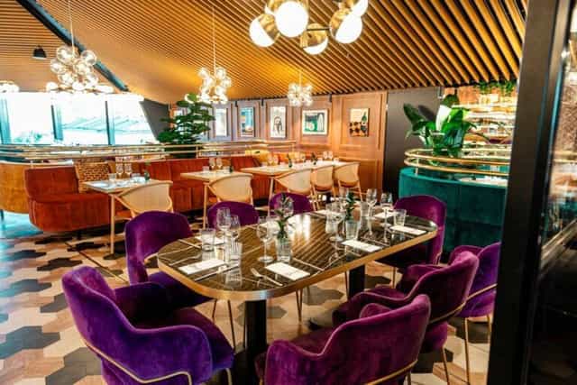 Bistro O Mat restaurant interior: sophisticated dining space for corporate events and networking.