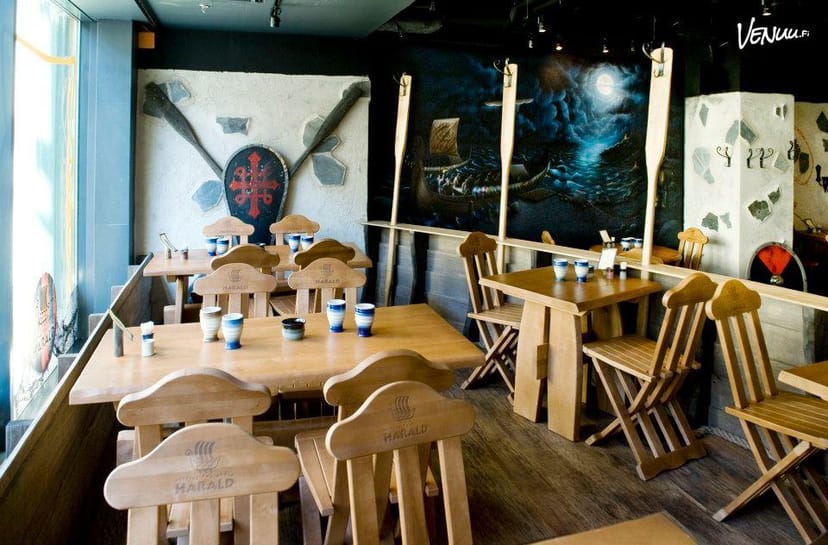 Thematic Harald restaurant interior for immersive team-building and private dinner events.