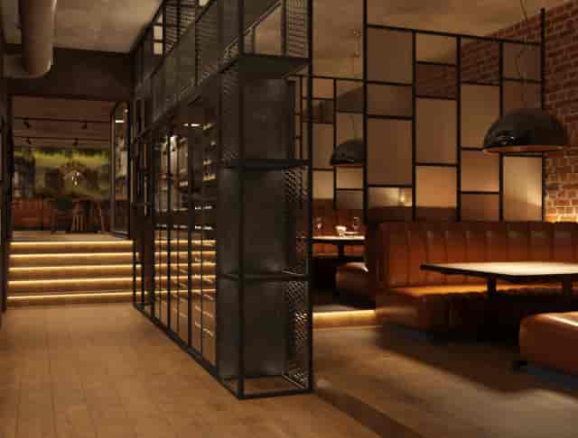 Industrial-chic Latin Bistro & Bar private dining space for VIP networking events.