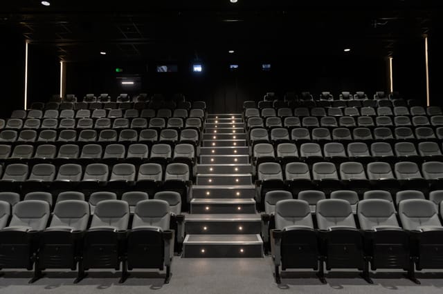 Modern theater seating in Riverside Studios for conferences and film screenings.