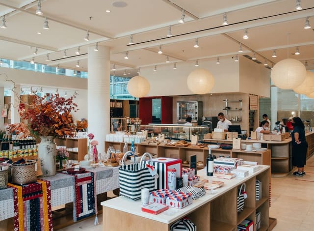 Papilion’s Market Place retail space with ambient lighting for pop-up events and corporate brunches.