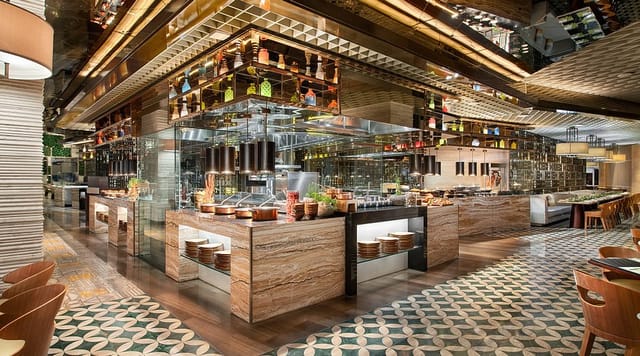 Chef-driven buffet station for premium corporate networking receptions and event catering.