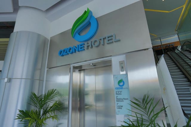 Function room at Ozone Hotel Jakarta with clear signage for corporate events and meetings.