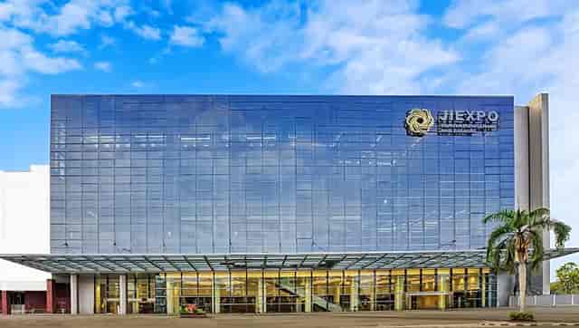 Modern Jakarta International Expo convention center for large-scale trade shows and exhibitions.