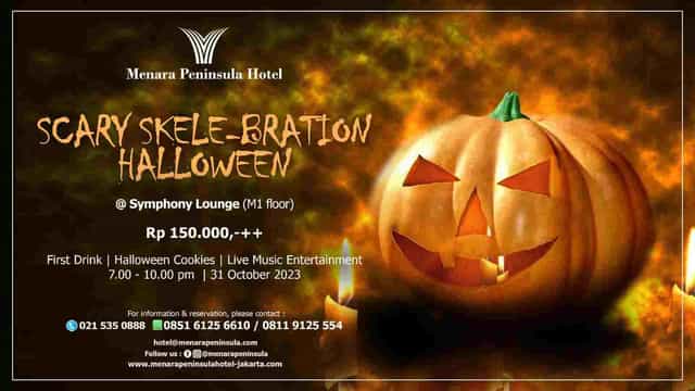 Symphony Lounge event flyer for Halloween party with live entertainment and F&B bundle.