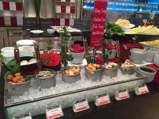 SATOO noodle station with ice beds for catering and event food service.