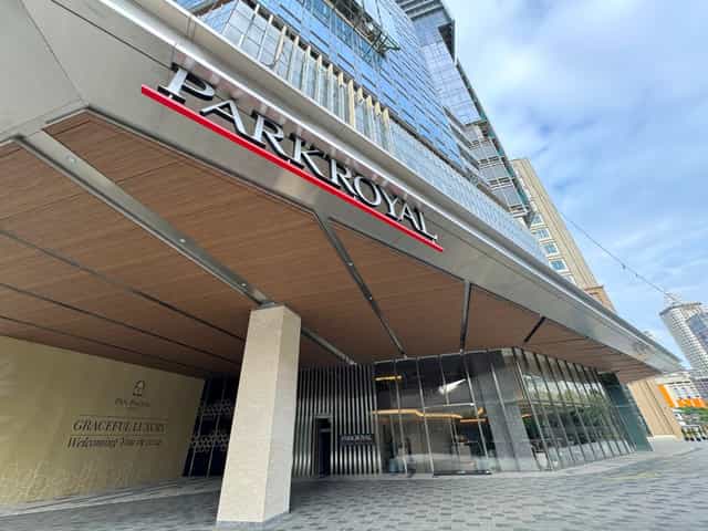 Modern hotel entrance for corporate events and luxury galas at PARKROYAL Serviced Suites Jakarta.