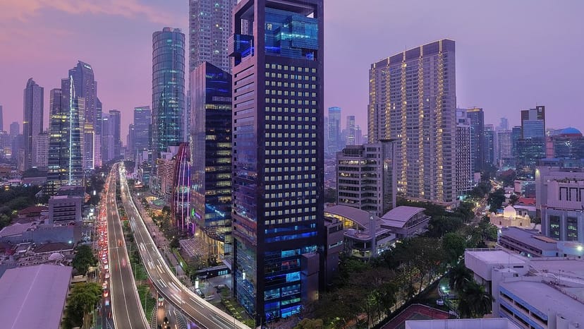 Sky View Discovery Ancol urban venue with skyline backdrop for corporate conferences and networking.