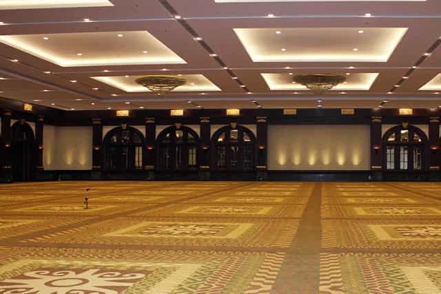 Hotel Bidakara ballroom with recessed lighting for corporate conferences and gala events.
