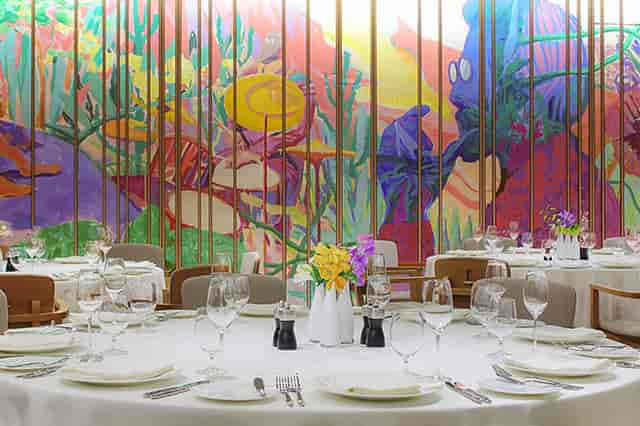 Club Room II, Roppongi Hills: Vibrant mural banquet space for corporate events and luxury parties.