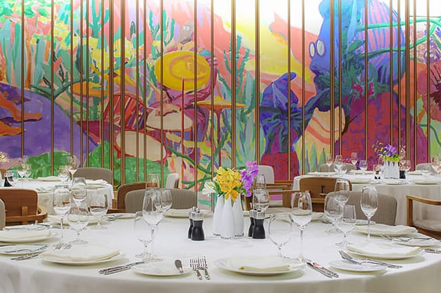 Club Room II, Roppongi Hills: Vibrant mural banquet space for corporate events and luxury parties.