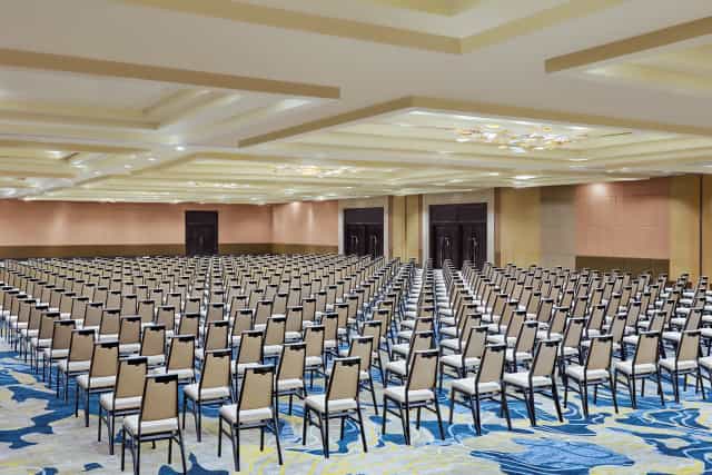 Theater-style ballroom at Bali International Convention Centre for corporate conference events.