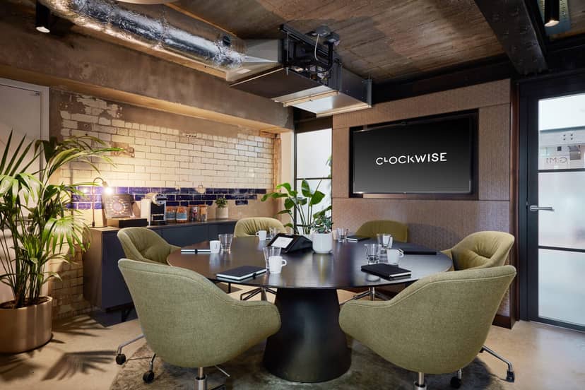 8-person industrial boardroom, Clockwise Bristol meeting room for professional strategy sessions.