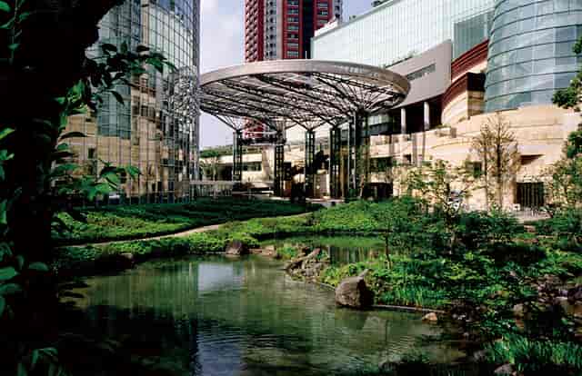 Roppongi Hills Arena entrance with biophilic design for upscale corporate event hosting.