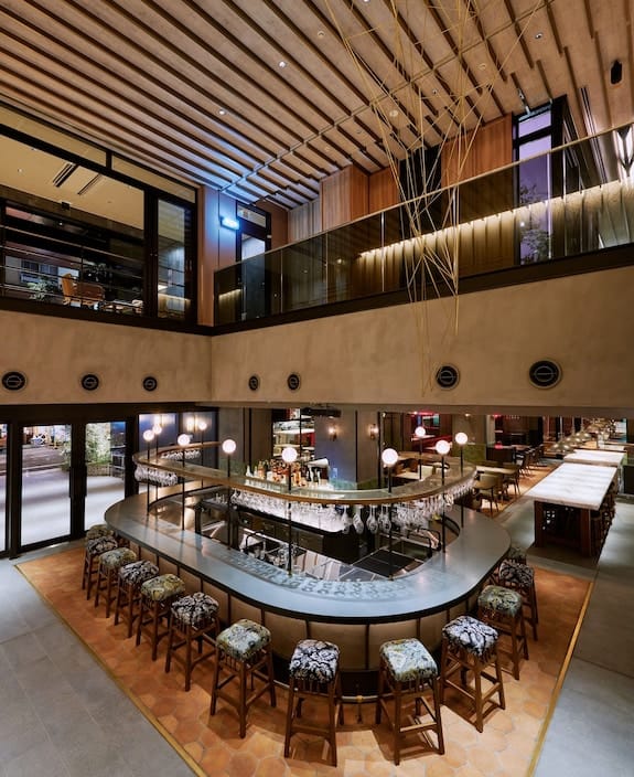 Multi-level restaurant at Nohga Hotel Akihabara for premium cocktail receptions and networking.