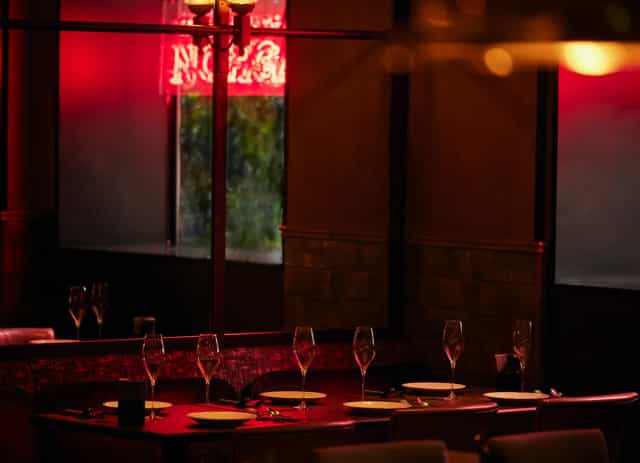 Lounge at Nohga Hotel Akihabara: Moody VIP dinner setup for exclusive brand launch events.