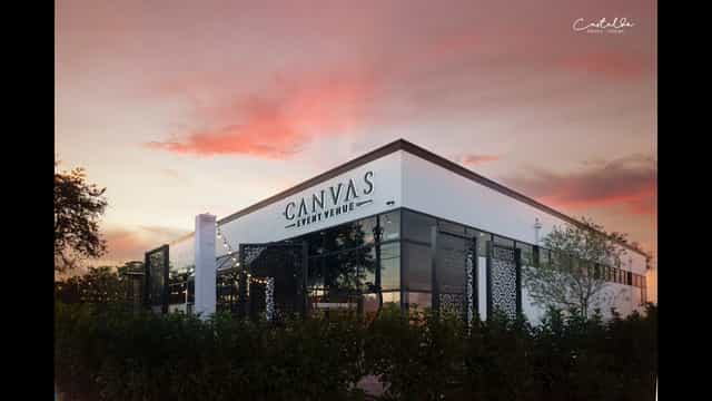 Modern Canvas Event Venue with floor-to-ceiling windows for corporate receptions and branding events.