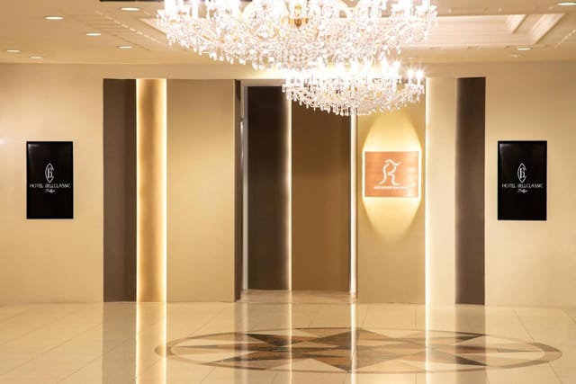 Luxury Hotel Bellclassic Tokyo banquet pre-function area for upscale corporate events and weddings.