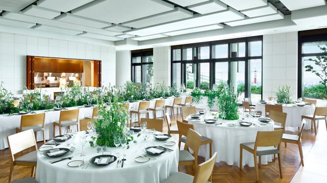 Andaz Tokyo rooftop banquet hall with open kitchen for corporate events and luxury social gatherings.