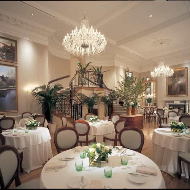 Upscale gala dining room at Auberge de L'Ill Tokyo with grand architecture for formal events.