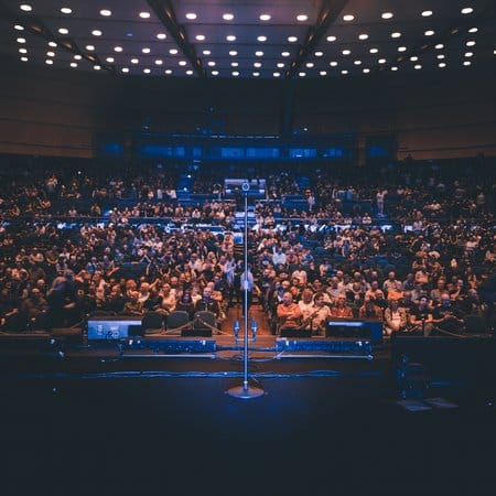 Kuppelsaal plenary session at myticket Jahrhunderthalle with high-impact stage setup.