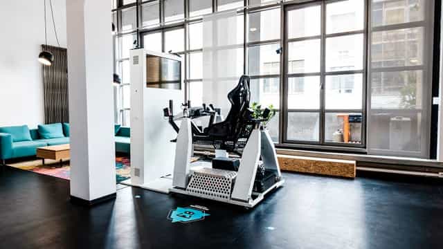 Motion simulator for corporate event engagement and gamified brand activation.