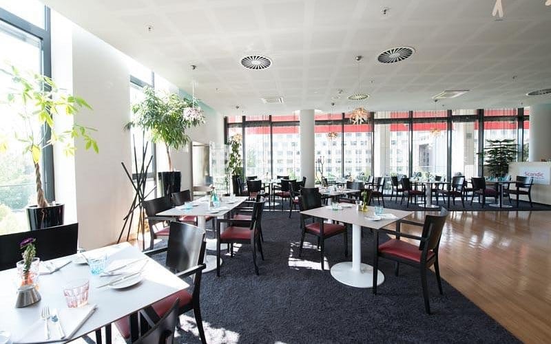 Scandic Hotels breakout bar with flexible seating for professional business meetings and conferences.