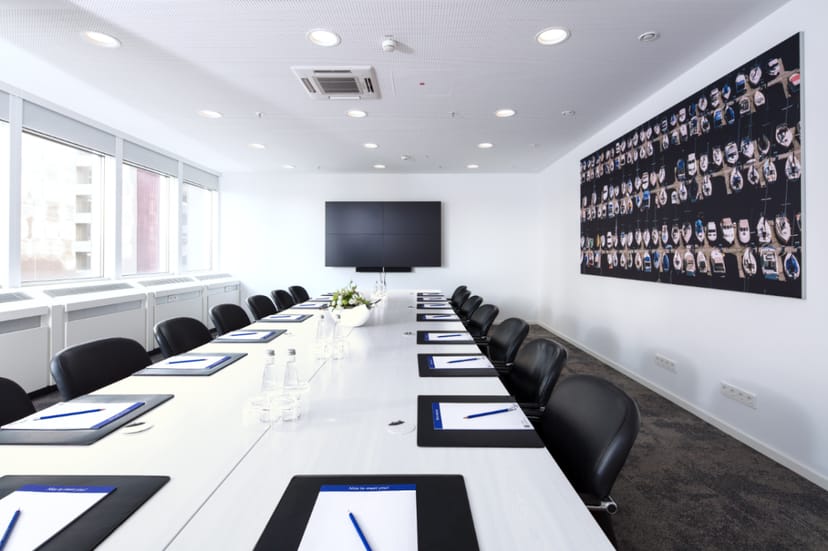 Boardroom setup in Fraport Conference Center, perfect for formal corporate meetings and events.