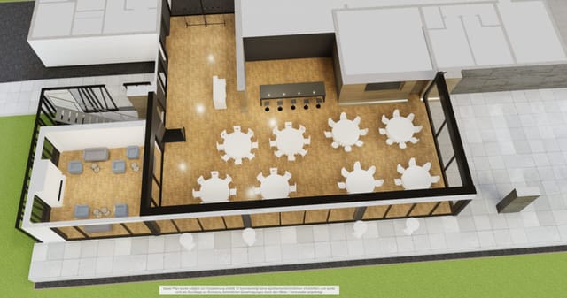 FRALounge event space with circular banquet tables for galas and corporate networking.